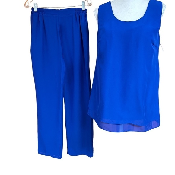 LanTing Mother of the BrideGroom Royal Pantsuit Jewel Neck Sleeveless Polyester - Picture 1 of 10